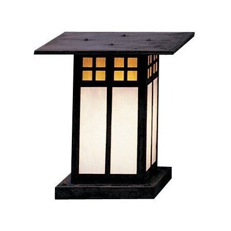 Arroyo Craftsman 9" Glasgow Column Mount, Black, White Opalescent Glass GC-9WO-BK